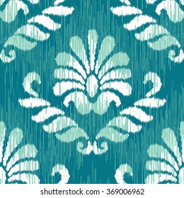 Palmette ikat damask pattern seamless vector background tile
