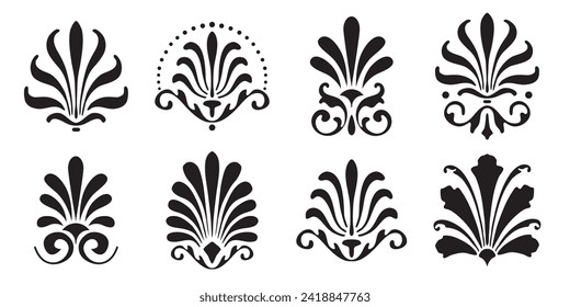 Palmettes elementos símbolos vector set