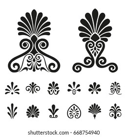 Palmettes elements symbols vector set