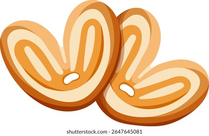 Palmier Puff Pastry Cookies Ilustração isolada no fundo branco