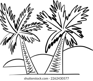 Palmiers  isolés sur fond blanc. Silhouettes de palmiers. Conception de palmiers pour affiches, bannières et objets promotionnels. Illustration vectorielle