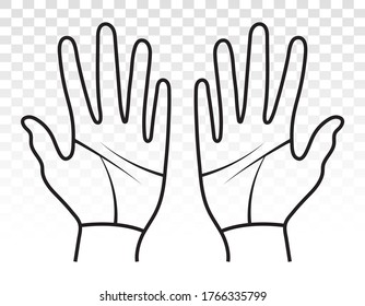 Palmist / palmistry with two human hands line art icon for apps or websites