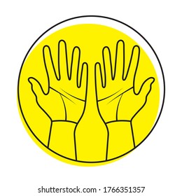 Palmist / palmistry with two human hands flat colour icon fo apps or websites