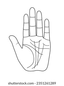 Palmistry hand graphic element design on white background.