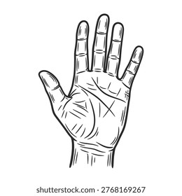 A palmistry hand with an x mark on the palm, symbolizing destiny and fortune telling