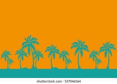 Palms background poster postcard, wallpaper, pattern for textile