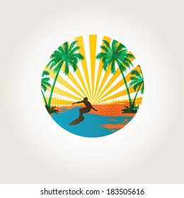 Palms and beach, exotic and summer background