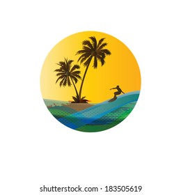 Palms and beach, exotic and summer background