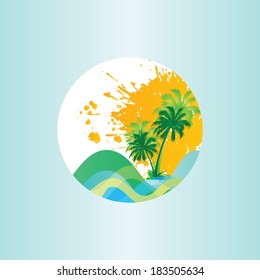 Palms and beach, exotic and summer background