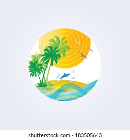 Palms and beach, exotic and summer background