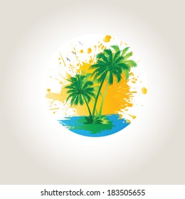 Palms and beach, exotic and summer background