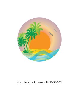 Palms and beach, exotic and summer background