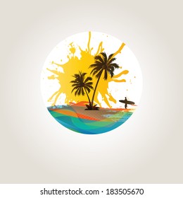 Palms and beach, exotic and summer background
