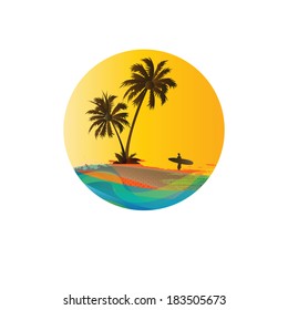 Palms and beach, exotic and summer background