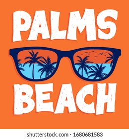 PALMS BEACH SUNGLASSES, SLOGAN PRINT VECTOR