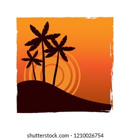 Palms and the Beach vector logo. Flat design, vector.