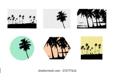 Palms collection. Vector.