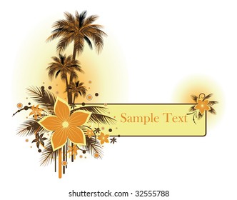 Palms and flower banner