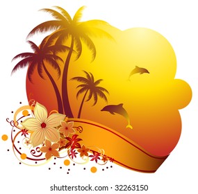 Palms and flowers