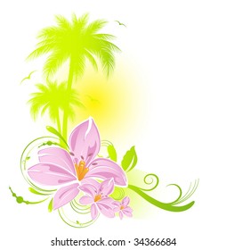 palms and flowers