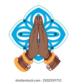 palms folded gesture namaste isolated