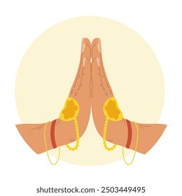 palms folded gesture namaste isolated