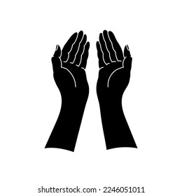 Palms give gesture silhouette. Vector illustration