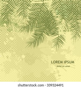Palms grunge background. Vector