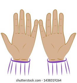 Palms of hands. Fast vector drawing of clean hands with palm outwards closeup. The concept of honesty, purity, goodwill. Clean guarantee of health