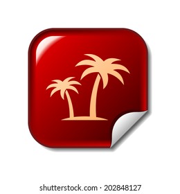 Icono de palmas en pegatina roja