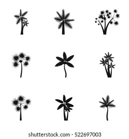 Palms icons set. Simple illustration of 9 palma vector icons for web