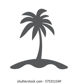 Palms and island icon flat. Illustration isolated vector sign symbol