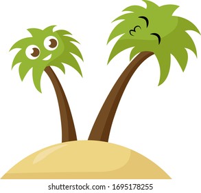 Palmeras en la isla, ilustración, vector sobre fondo blanco