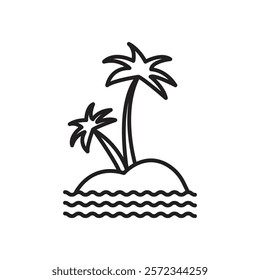 Palms on island icon Vector flat thin line illustration