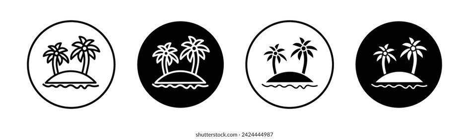 Palms on Island Vector Line Icon Illustration.