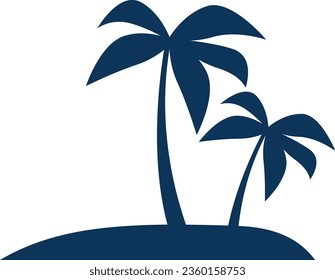 Palms on Island Vector Silhouette Icon Transparent Background