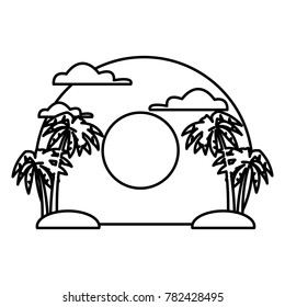 Palms on sunset landscape
