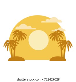 Palms on sunset landscape