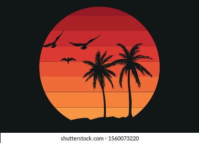 Palms Paradise Sunset Beach Island Landscape