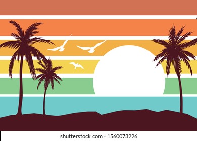 Palms Paradise Sunset Beach Island Landscape