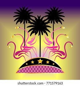 Palms and pink flamingos