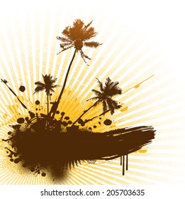 Palms with place for text. Vector