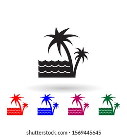 Palms and the sea multi color icon. Simple glyph, flat vector of landscape icons for ui and ux, website or mobile application