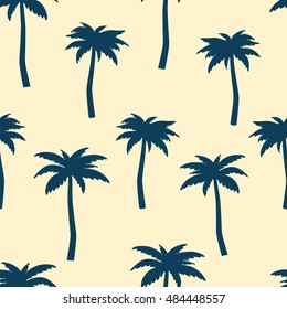Palms. Seamless vector pattern. Repeating background with palm trees. Tropical summer backdrop design.