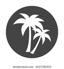 Palms silhouette in black circle. Vector illustration
