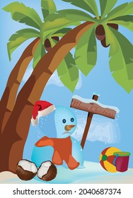 palms snowman melting merry christmas