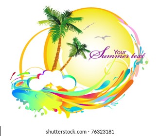 Palms with Splashes of sunlight and colorful summer