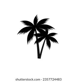 palms sun black and white sunset tropical beach two black palms vector illustration eps10
