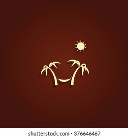 Palms, sun and hammock illustration.