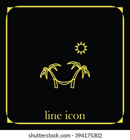 Palms, sun and hammock illustration.